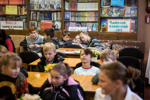 교전 지역인 우크라이나 동부 도네츠크에 있는 어느 초등학교의 모습, 우크라이나 도네츠크 지역, 2017