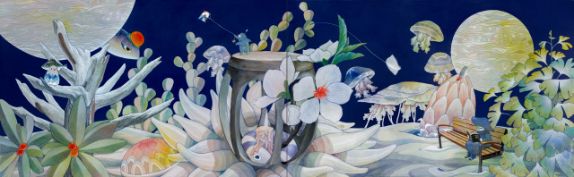 나안나, ‘풍경’, 2023, 116.8×72.7㎝, Mixed media on canvas