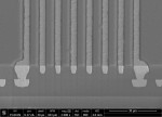 Two-layer sample processed by Shin-Etsu dual damascene method (Cross-section view) (Photo: Business