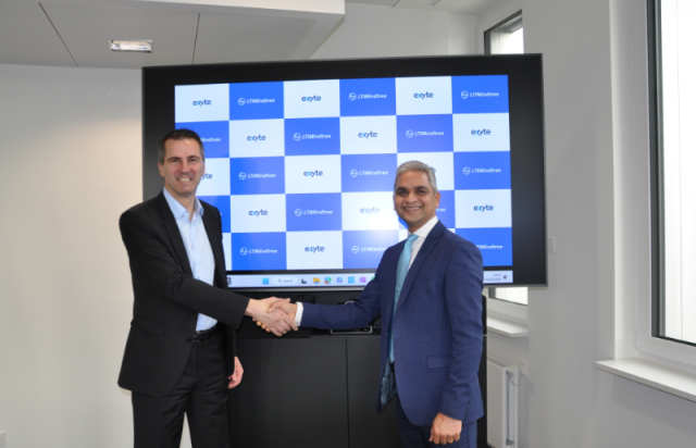 Klaus Glatz, Senior Vice President, Corporate IT, Exyte (Left) and Srinivas Rao, EVP &amp; Chief Business Officer, LTIMindtree (right) at the LTIMindtree-Exyte partnership announcement event. (Photo: Business Wire)