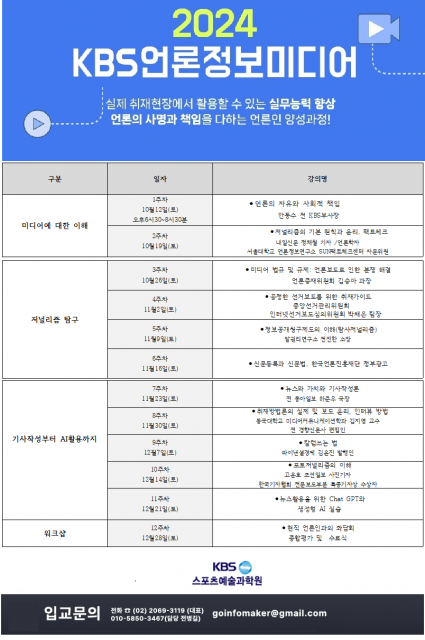 ‘KBS언론정보미디어 전문가 과정’ 교육 커리큘럼