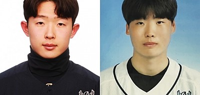 사이버한국외대 야구부 홍대인(왼쪽), 도재현 선수가 2025 KBO 신인 드래프트를 통해 SSG 랜더스에 지명됐다