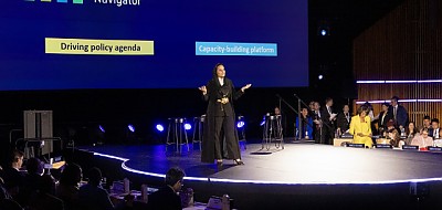 DCO Secretary-General, Deemah AlYahya, at the launch of the Digital Economy Navigator (DEN) during the 79th UN General Assembly (Photo: AETOSWire)