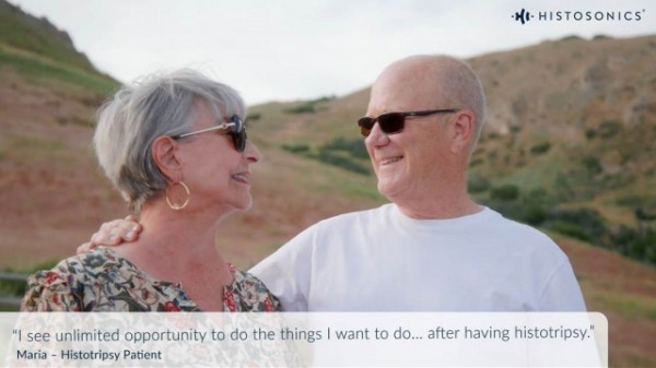 Histotripsy patient Marie and her husband Steve after Marie&amp;#039;s histotripsy treatment of her liver tumors by Evan S.K. Ong, M.D., MS, FACS, with Providence Swedish in Seattle after the FDA De Novo grant. (Photo: Business Wire)