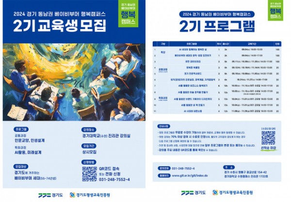 2024 경기 동남권 행복캠퍼스 2기 교육생 모집 포스터