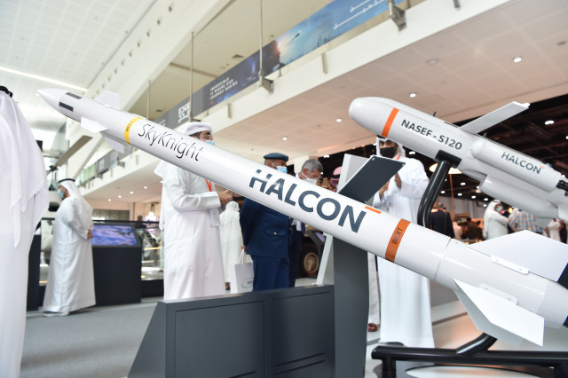 할콘이 UAE에서 설계하고 제조한 첫 대공근접방어 미사일 시스템 스카이나이트를 국제 방산 전시회 IEDX 2021에서 공개했다