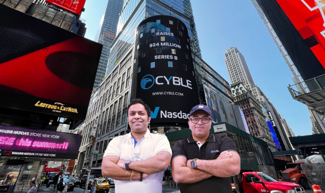 Beenu Arora (CEO and Co-Founder, Cyble) with Manish Chachada (COO &amp; Co-Founder, Cyble) (Graphic: Business Wire)