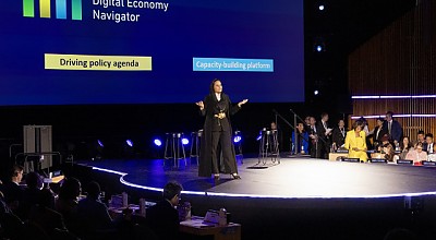 DCO Secretary-General, Deemah AlYahya, at the launch of the Digital Economy Navigator (DEN) during the 79th UN General Assembly (Photo: AETOSWire)