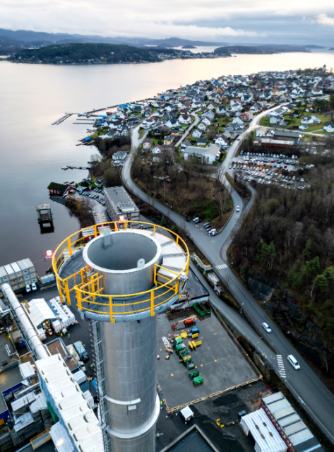 The carbon capture plant is designed to capture up to 400,000 metric tons of CO2 annually from the Heidelberg Materials cement facility in Brevik, Norway. (Photo: Business Wire)