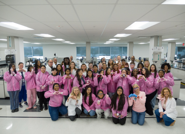 Students from Lewisville High School – Harmon Campus (Texas, U.S.A.) celebrating the International Day of Women and Girls in Science at Mary Kay&amp;#039;s global Richard R. Rogers Manufacturing and Research &amp; Development Center (Photo Credit: Mary Kay Inc.)