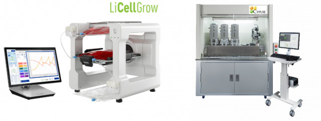 (Left) PHC: Cell Expansion System LiCellGrow, (Right) Cyfuse: Bio 3D Printer